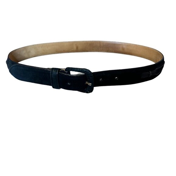 Giorgio Armani Vintage Black Suede Leather Detail Fashion Belt Size 32 - Picture 1 of 12